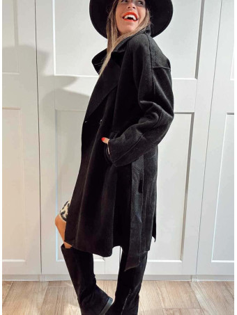 Abrigo Paño Doble Botonadura BASSO Negro HEVE