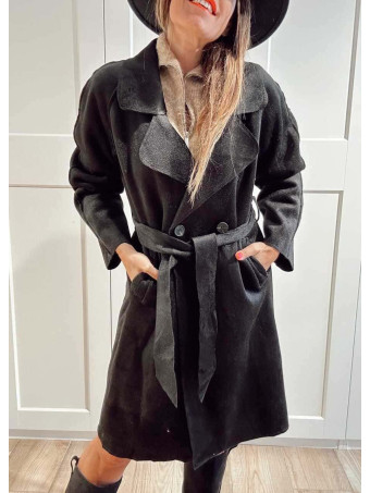 Abrigo Paño Doble Botonadura BASSO Negro HEVE