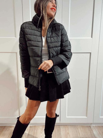 Chaqueta Acolchada con Fular Combinado ZELVO Negro HEVE