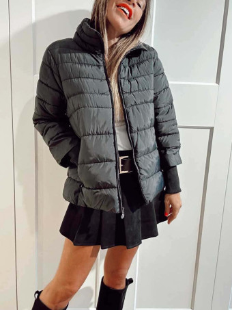 Chaqueta Acolchada con Fular Combinado ZELVO Negro HEVE