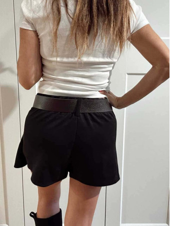 Falda Pantalón Plisada con Cinturón FRANNIE Negro HEVE