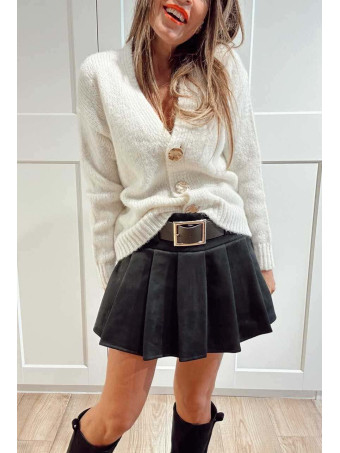 Falda Pantalón Plisada con Cinturón FRANNIE Negro HEVE