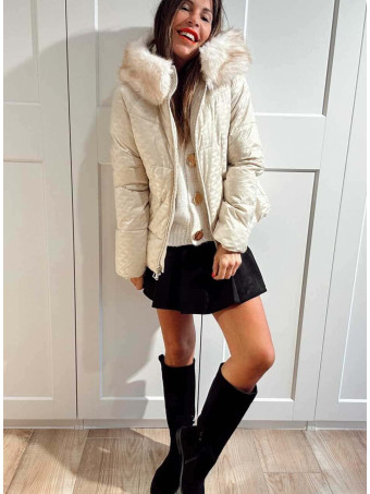 Chaqueta Acolchada Capucha VARCHELLE Beige HEVE