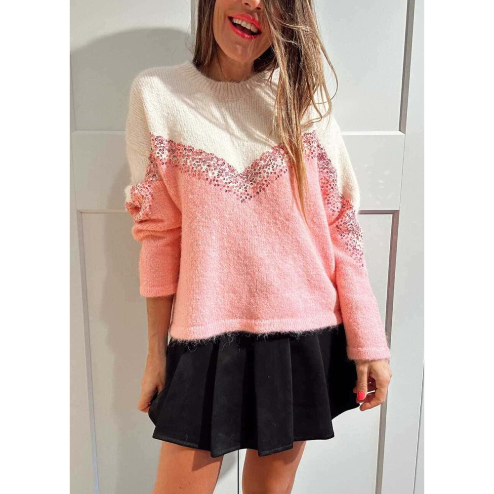 Jersey Chevron Lentejuelas KLYVAR Rosa HEVE