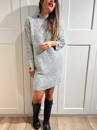 Vestido Punto Corazones LOVRA Gris HEVE