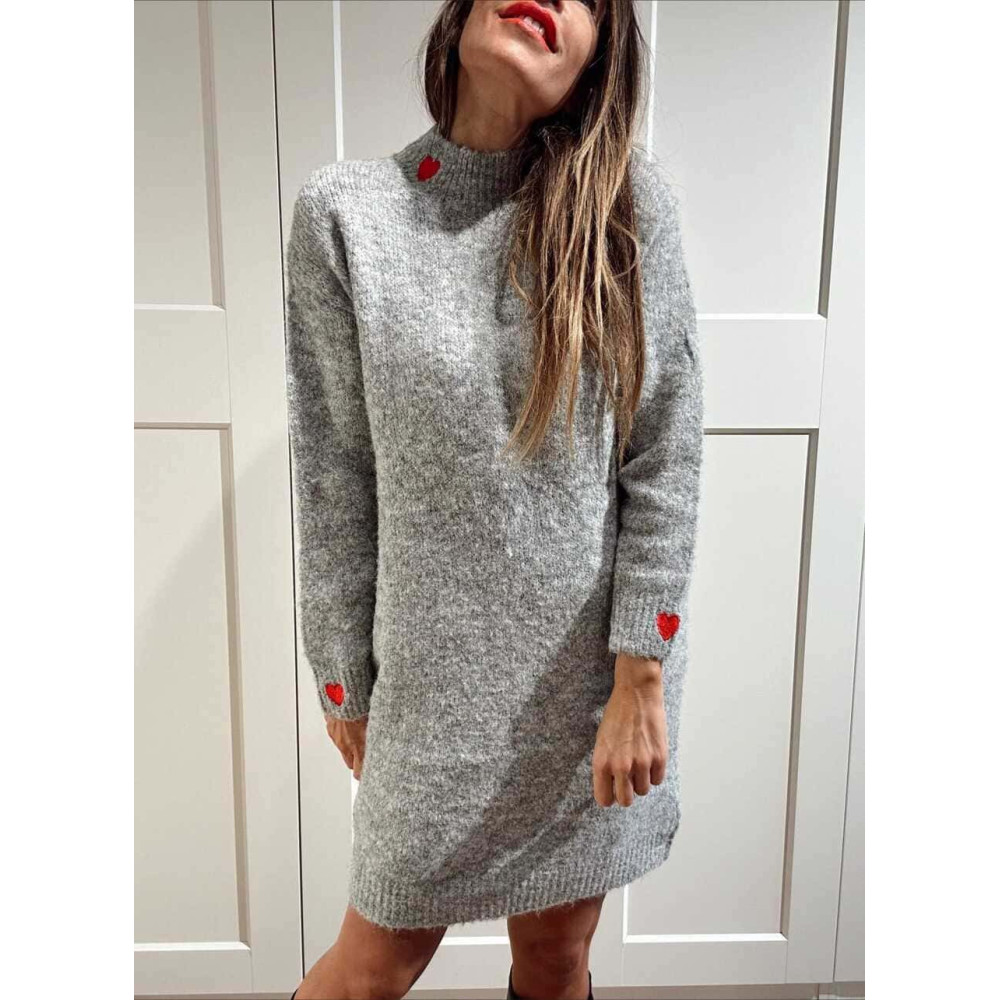Vestido Punto Corazones LOVRA Gris HEVE