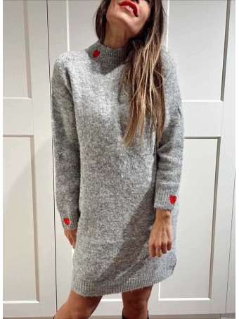 Vestido Punto Corazones LOVRA Gris HEVE
