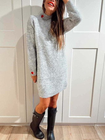 Vestido Punto Corazones LOVRA Gris HEVE