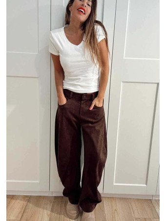 Pantalón Balloon Efecto Ante KORNE Marrón HEVE