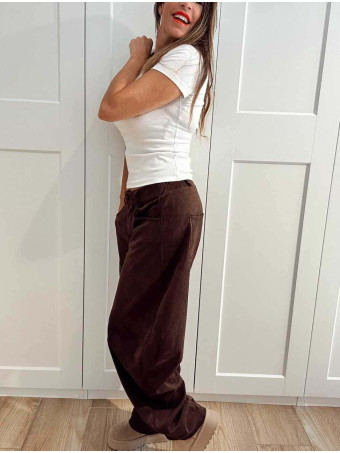 Pantalón Balloon Efecto Ante KORNE Marrón HEVE