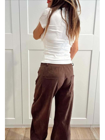 Pantalón Balloon Efecto Ante KORNE Marrón HEVE