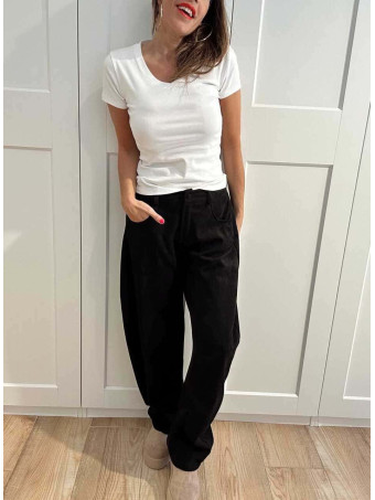 Pantalón Balloon Efecto Ante KORNE Negro HEVE