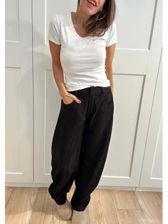 Pantalón Balloon Efecto Ante KORNE Negro HEVE