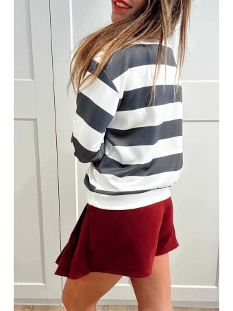 Falda Pantalón Plisada con Cinturón FRANNIE Burdeos HEVE