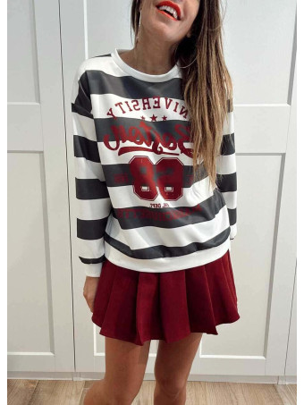 Sudadera Varsity Rayas BOSTON 68 Gris HEVE