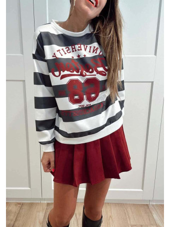 Sudadera Varsity Rayas BOSTON 68 Gris HEVE