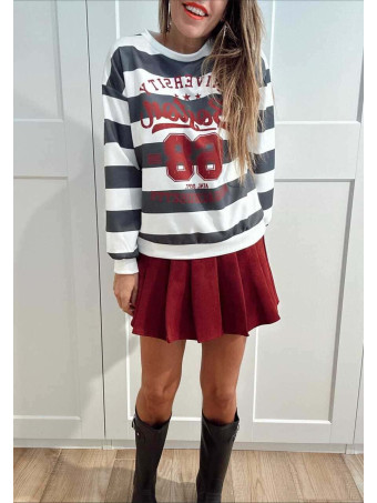 Sudadera Varsity Rayas BOSTON 68 Gris HEVE