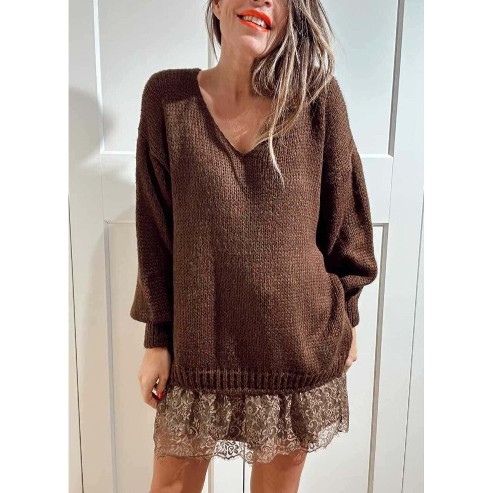 Jersey Oversize Efecto Sobrepuesto GALADRIEL Marrón HEVE