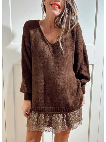 Jersey Oversize Efecto Sobrepuesto GALADRIEL Marrón HEVE