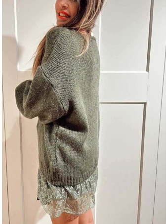 Jersey Oversize Efecto Sobrepuesto GALADRIEL Verde Militar HEVE