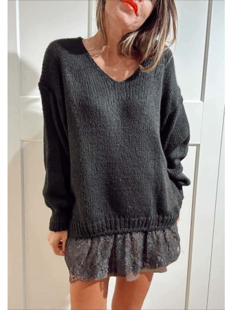 Jersey Oversize Efecto Sobrepuesto GALADRIEL Negro HEVE