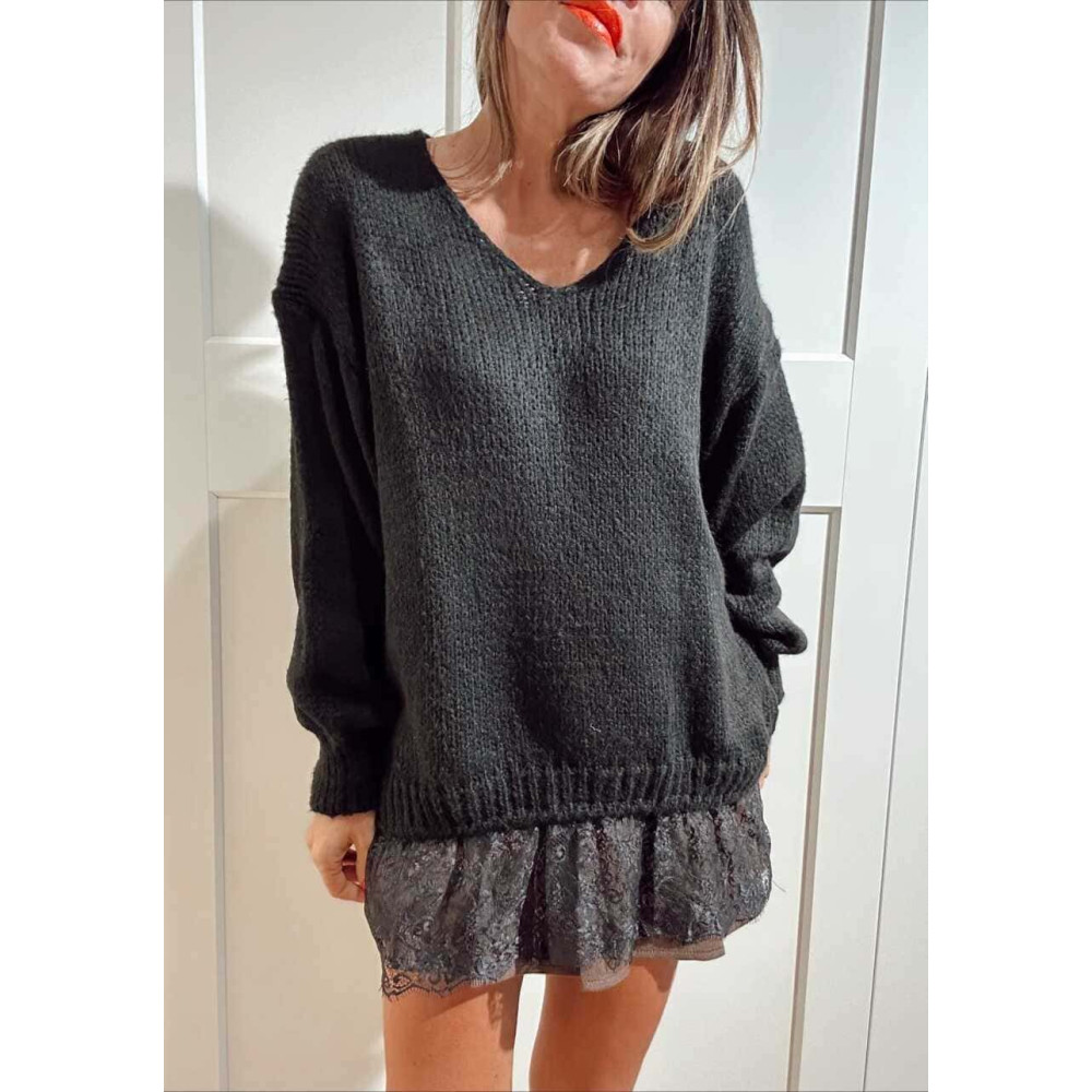 Jersey Oversize Efecto Sobrepuesto GALADRIEL Negro HEVE