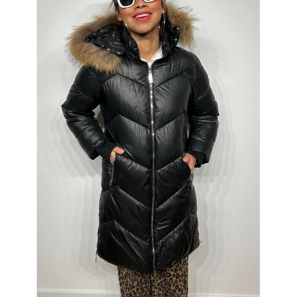 Abrigo Acolchado Capucha MINOU Negro HEVE