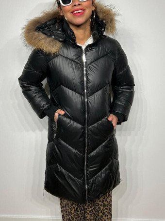 Abrigo Acolchado Capucha MINOU Negro HEVE