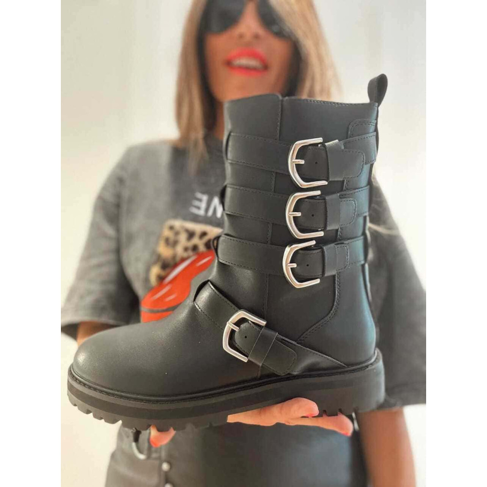 Bota Motera Hebillas SHADOW Negro heve