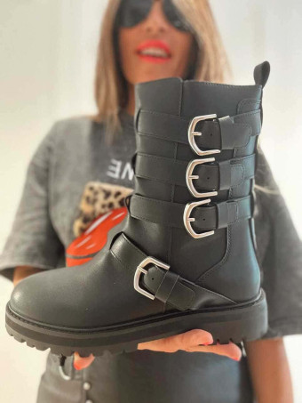 Bota Motera Hebillas SHADOW Negro heve