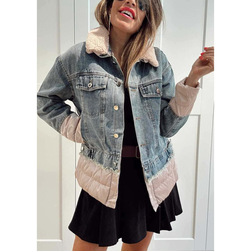 Cazadora Vaquera Combinada NOLAIR Blue Jean/Rosa HEVE