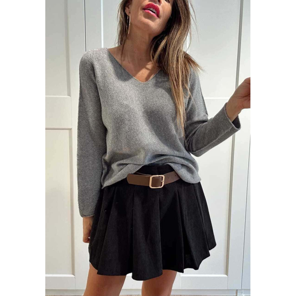 Punto Básico Escote Pico JANIKA Gris HEVE