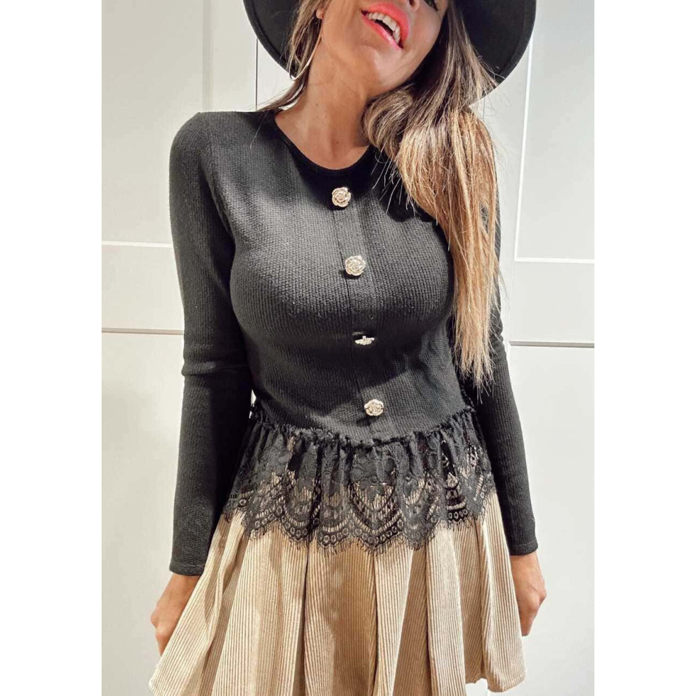 Punto Rib Blonda de Encaje MARVEIL Negro HEVE