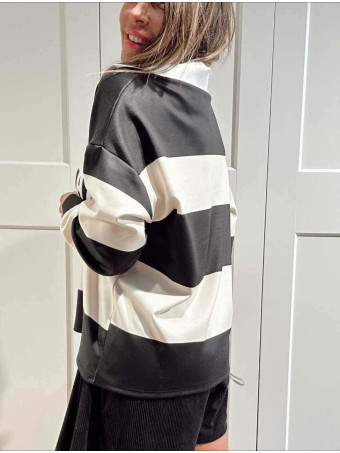 Polo Varsity Rayas MANHATTAN 1978 Negro/Crudo HEVE