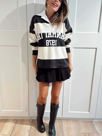 Polo Varsity Rayas MANHATTAN 1978 Negro/Crudo HEVE