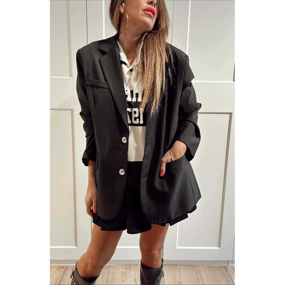 Blazer Básico Oversize ISARO Negro HEVE