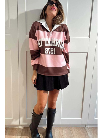 Polo Varsity Rayas MANHATTAN 1978 Marrón/Rosa HEVE