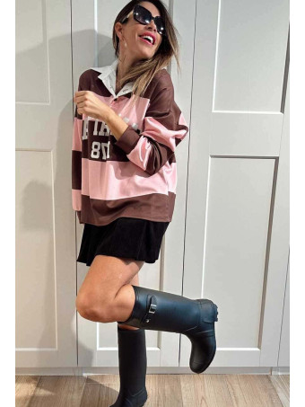 Polo Varsity Rayas MANHATTAN 1978 Marrón/Rosa HEVE