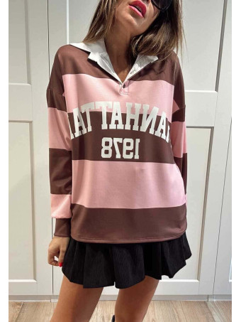 Polo Varsity Rayas MANHATTAN 1978 Marrón/Rosa HEVE