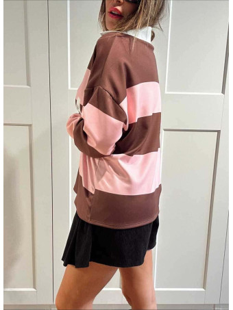 Polo Varsity Rayas MANHATTAN 1978 Marrón/Rosa HEVE