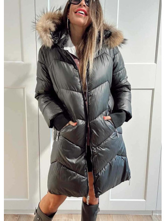 Abrigo Acolchado Capucha MINOU Negro HEVE