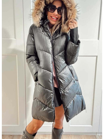 Abrigo Acolchado Capucha MINOU Negro HEVE