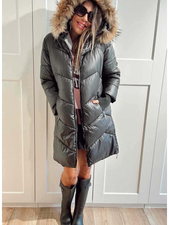 Abrigo Acolchado Capucha MINOU Negro HEVE