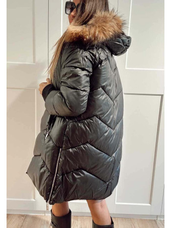 Abrigo Acolchado Capucha MINOU Negro HEVE