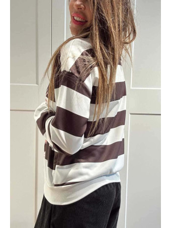 Sudadera Varsity Rayas BOSTON 68 Marrón/Rosa HEVE