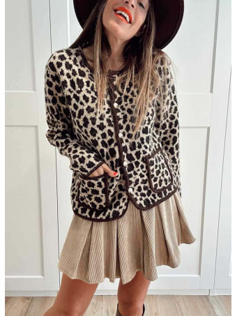 Chaqueta Punto Print ANZASHA Chocolate HEVE