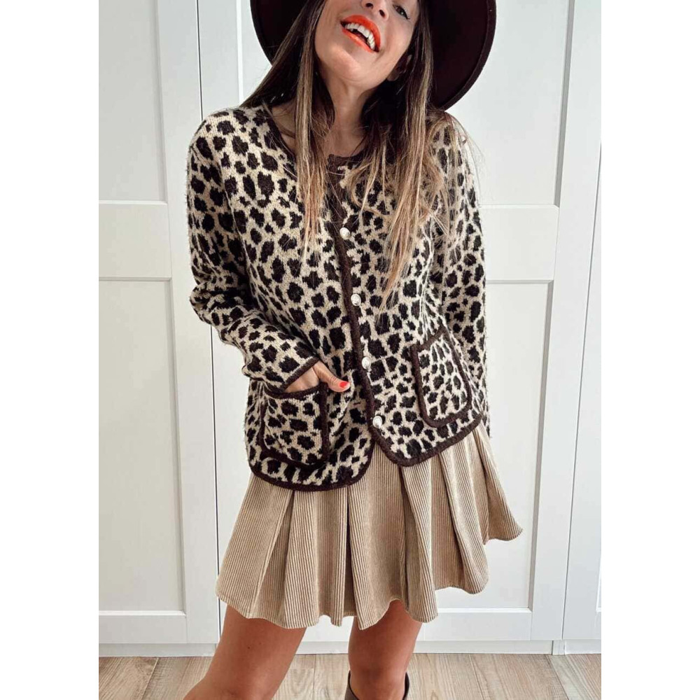 Chaqueta Punto Print ANZASHA Chocolate HEVE