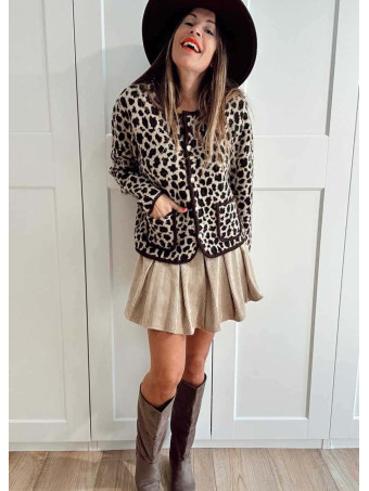 Chaqueta Punto Print ANZASHA Chocolate HEVE