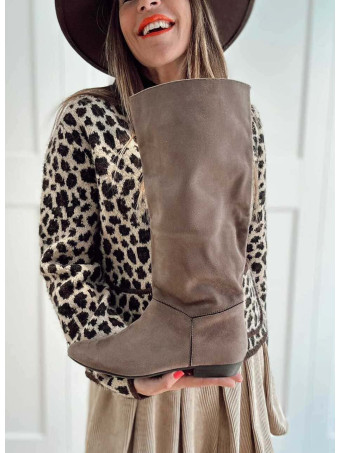 Bota Plana Efecto Ante VIORNE Taupe HEVE