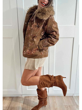 Bota Slouchy Efecto Ante BRUNETTE Camel HEVE